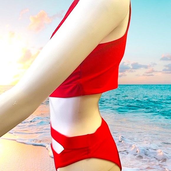 SWIMSUIT BIKINI TWO PIECE SET SIZE 6(M) RED - Picture 4 of 5